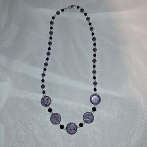 Chic Vintage Purple Beaded And Natural Stone Necklace